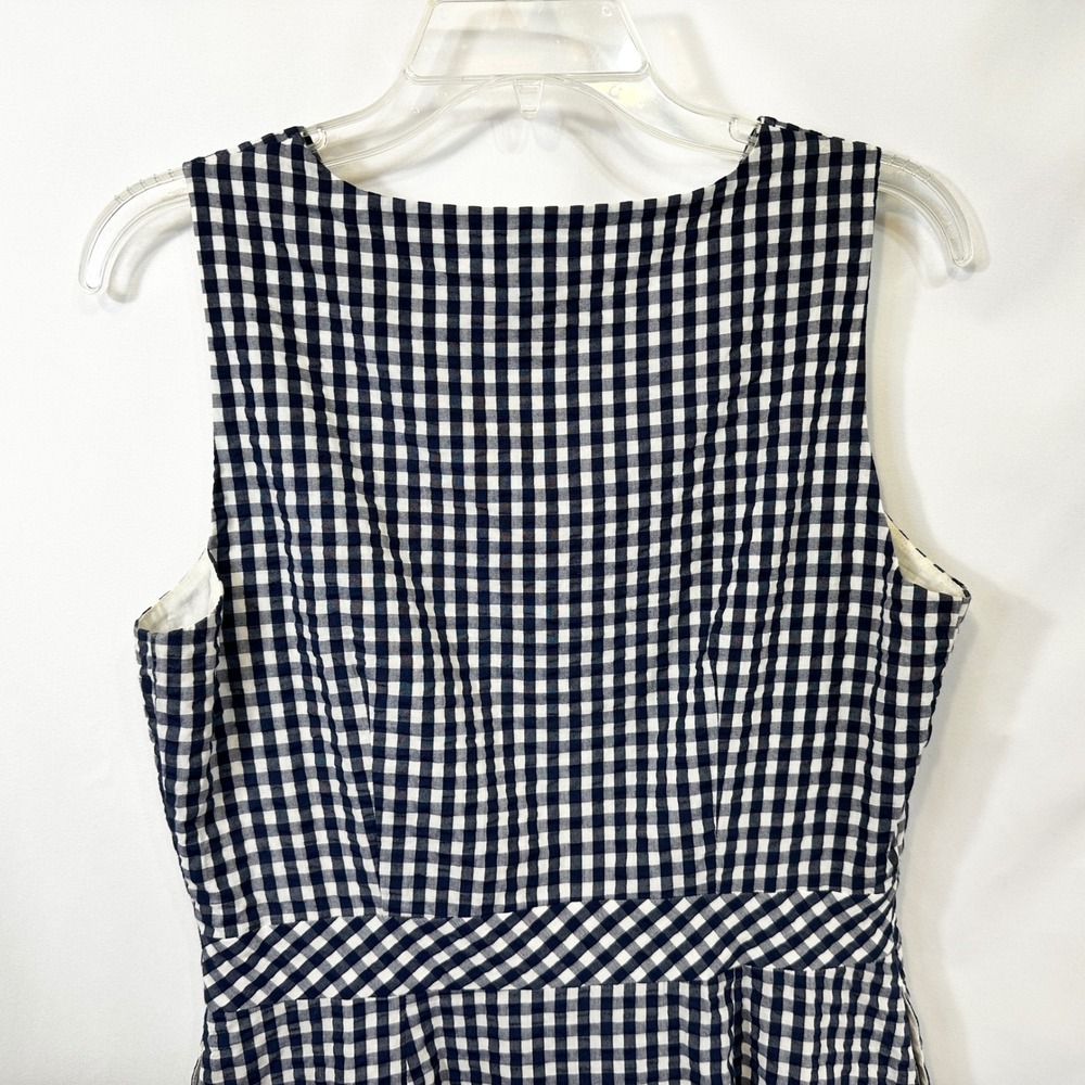 J. Crew Sz 4 Mini Dress Gingham Button Front Sleeveless Blue Academia Prep 1767 - Picture 6 of 9
